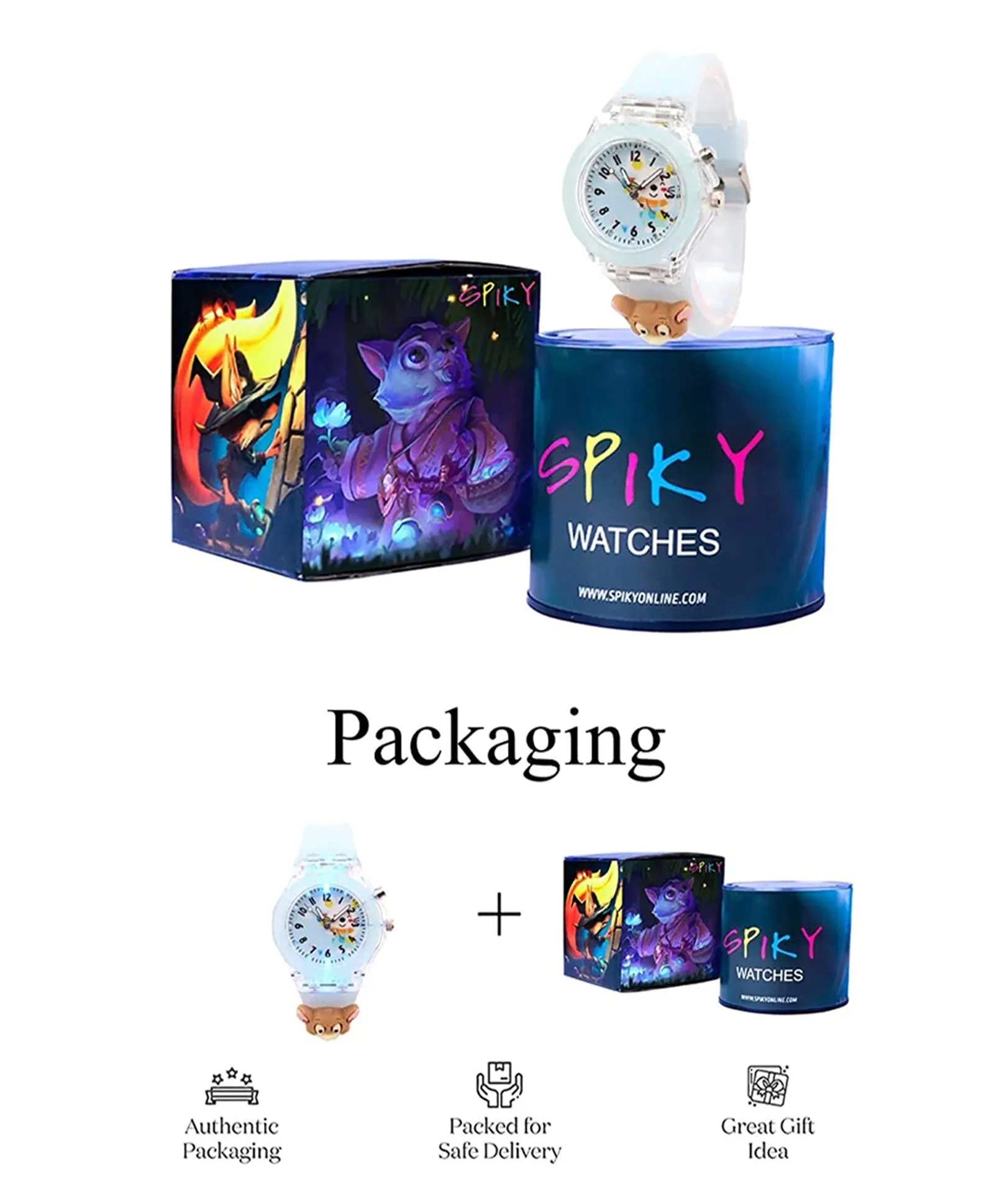 Spiky 3D Cartoon Unicorn Analog Light Watch for Kids Boys & Girls - Light Pink