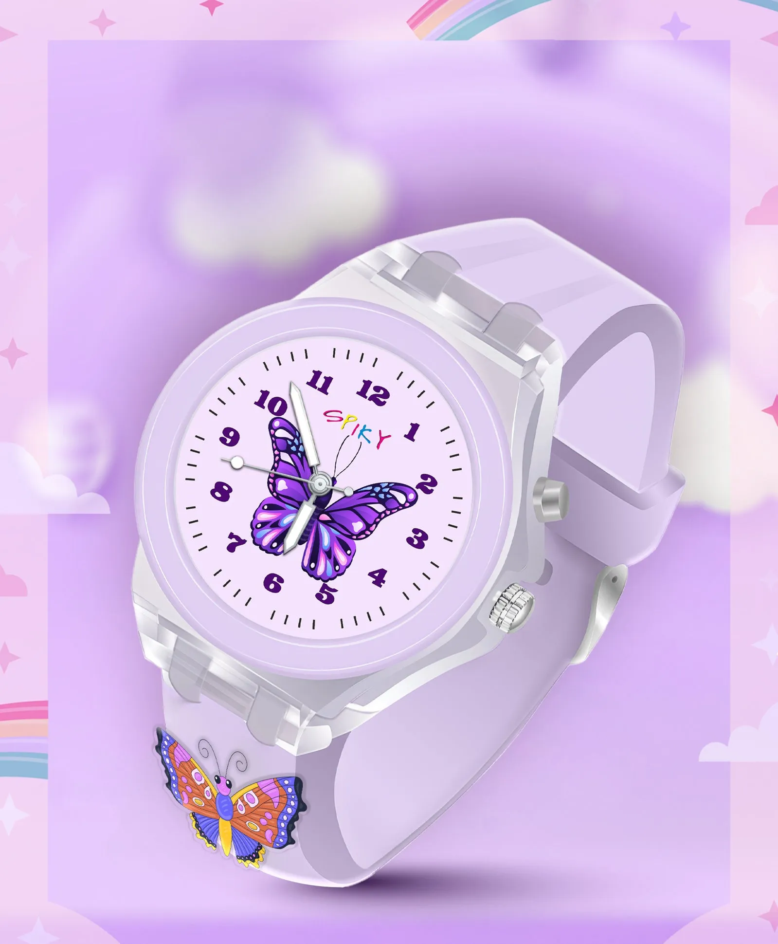 Spiky 3D Cartoon Unicorn Analog Light Watch for Kids Boys & Girls - Light Pink