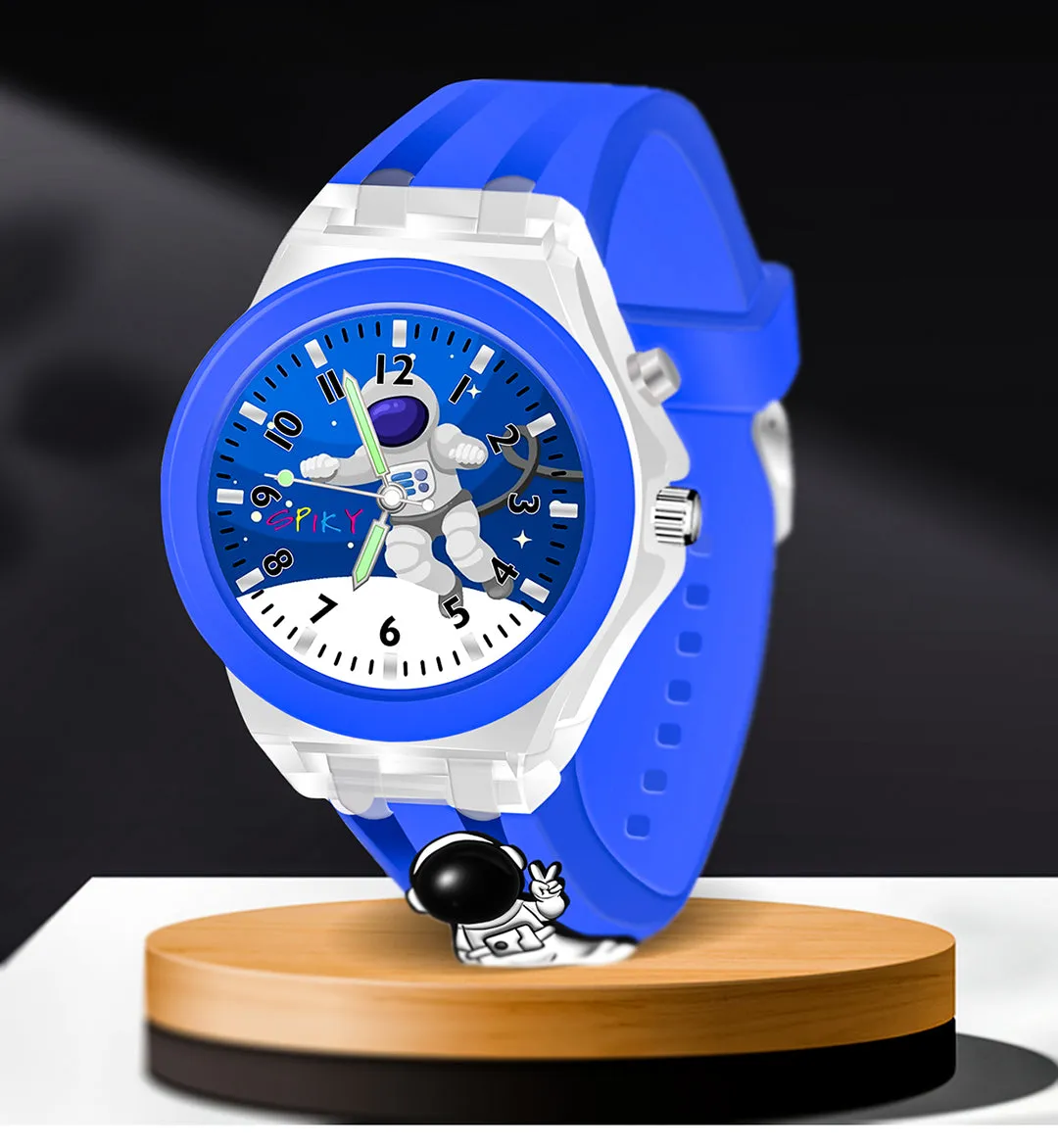 Spiky 3D Cartoon Unicorn Analog Light Watch for Kids Boys & Girls - Light Pink