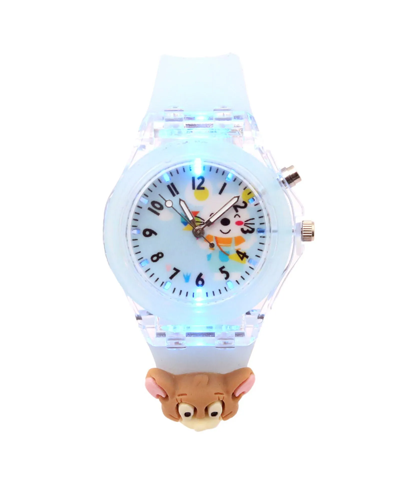 Spiky 3D Cartoon Unicorn Analog Light Watch for Kids Boys & Girls - Light Pink