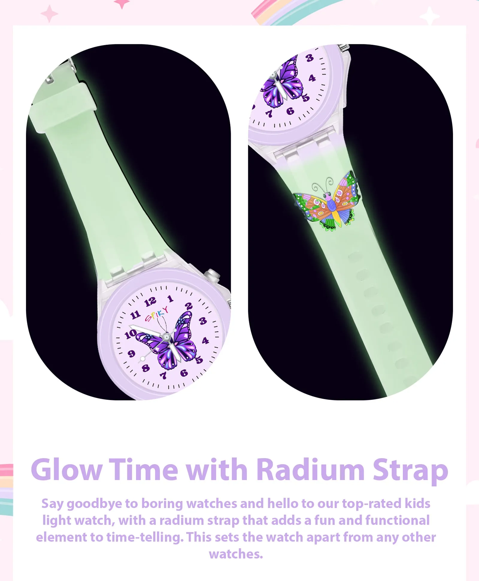 Spiky 3D Cartoon Unicorn Analog Light Watch for Kids Boys & Girls - Light Pink