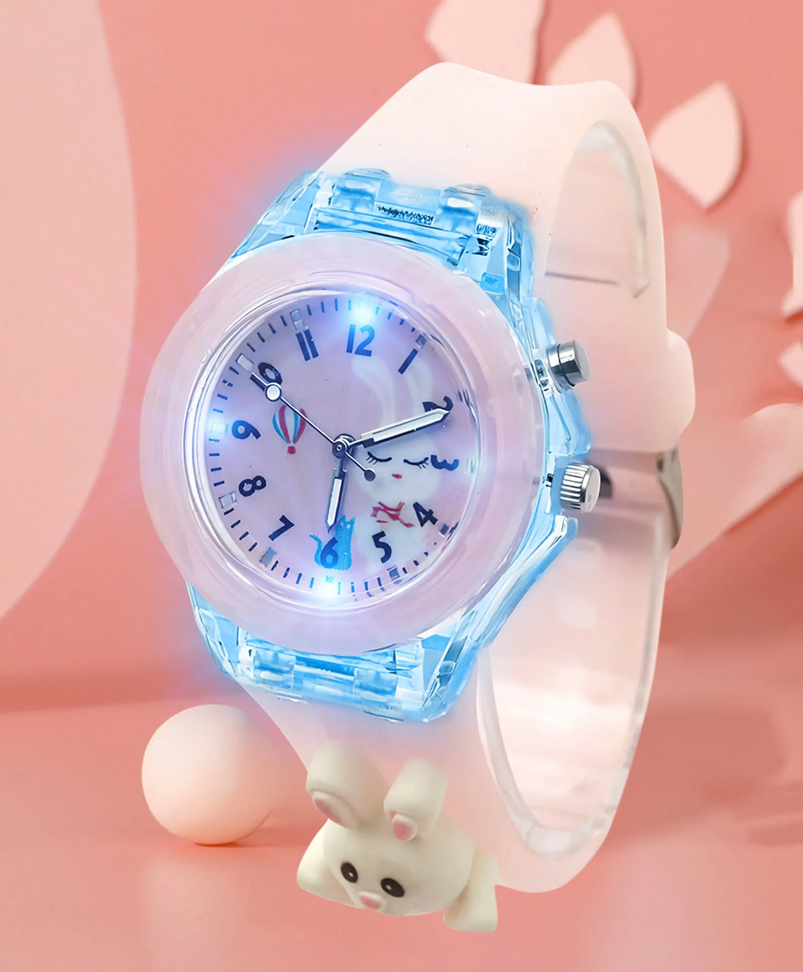 Spiky 3D Cartoon Unicorn Analog Light Watch for Kids Boys & Girls - Light Pink