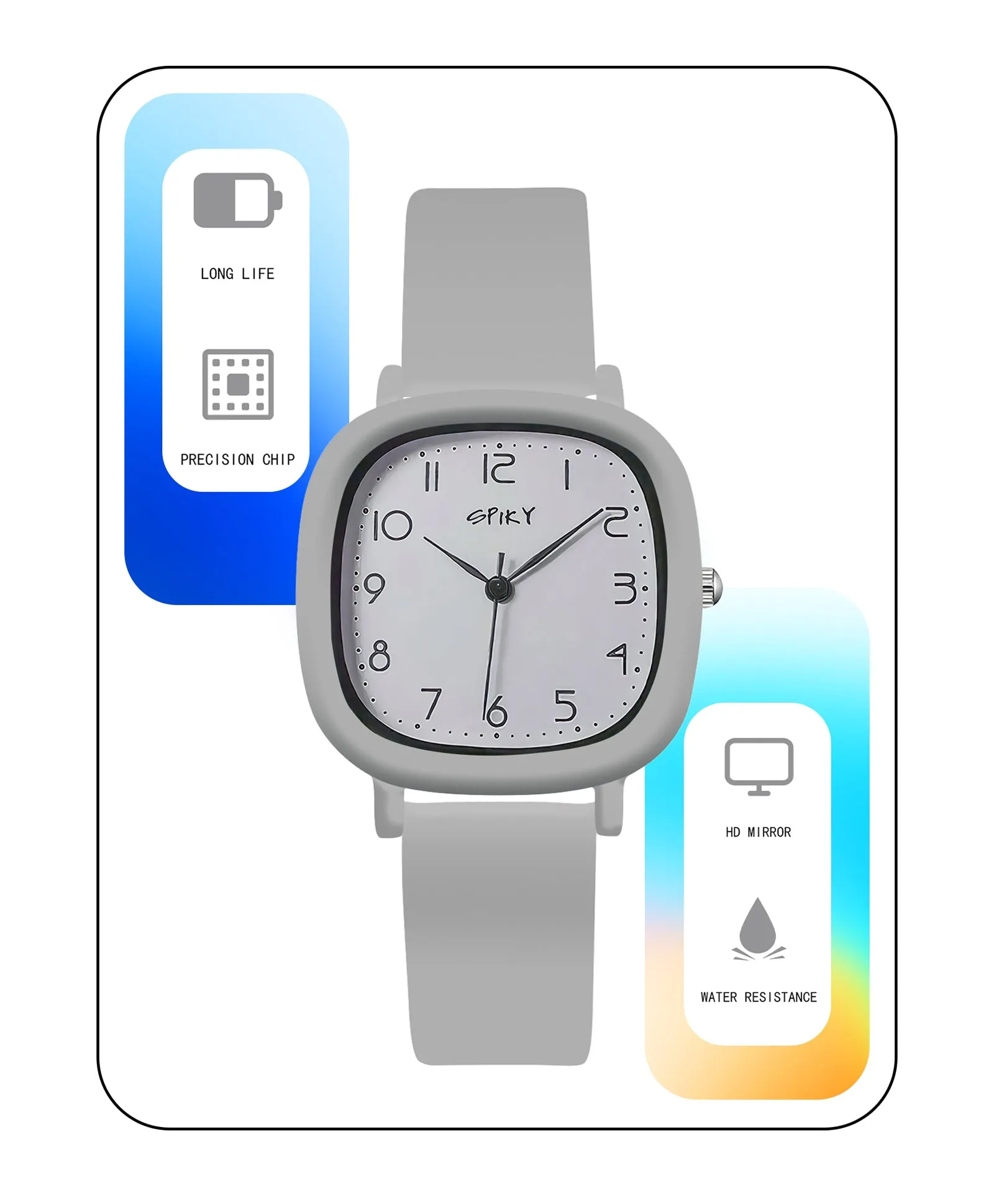 Spiky Eva19 Square Analog Watch for Kids - Blue
