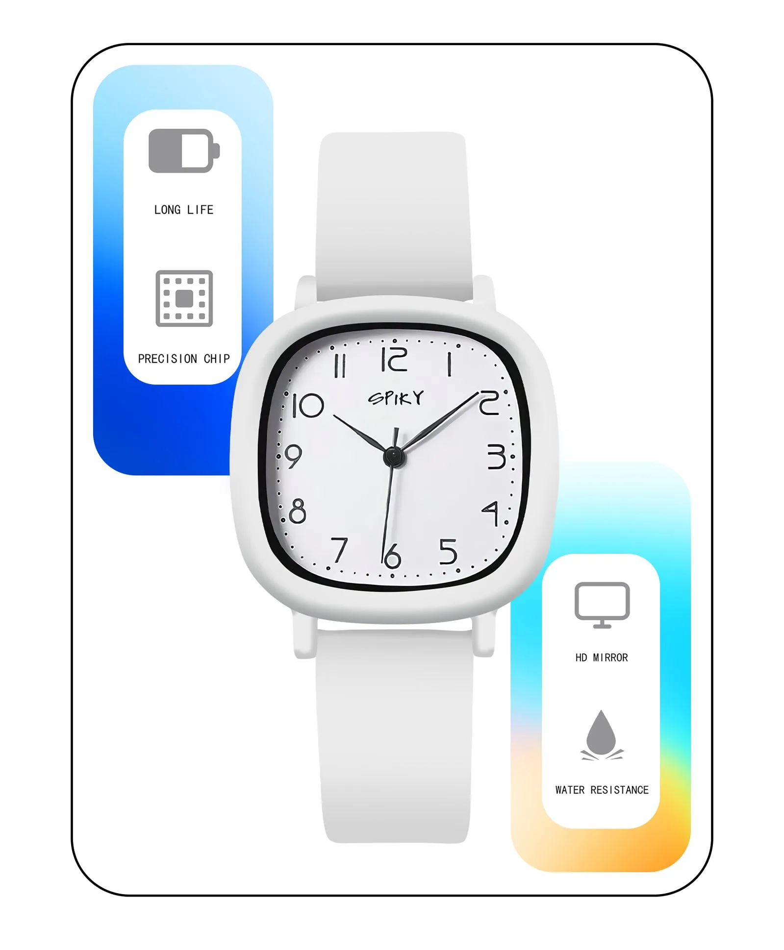 Spiky Eva19 Square Analog Watch for Kids - Blue