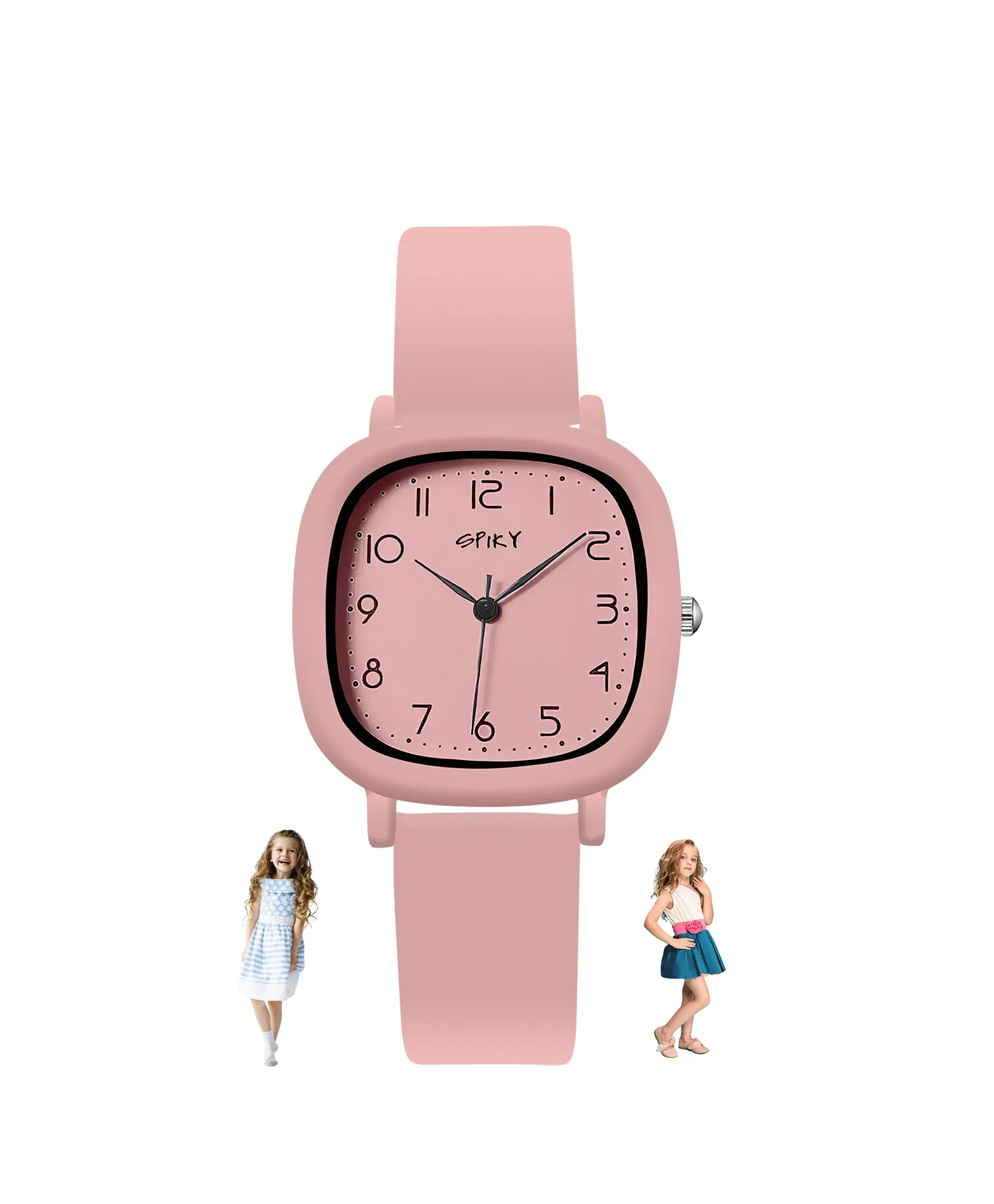 Spiky Eva19 Square Analog Watch for Kids - Pink