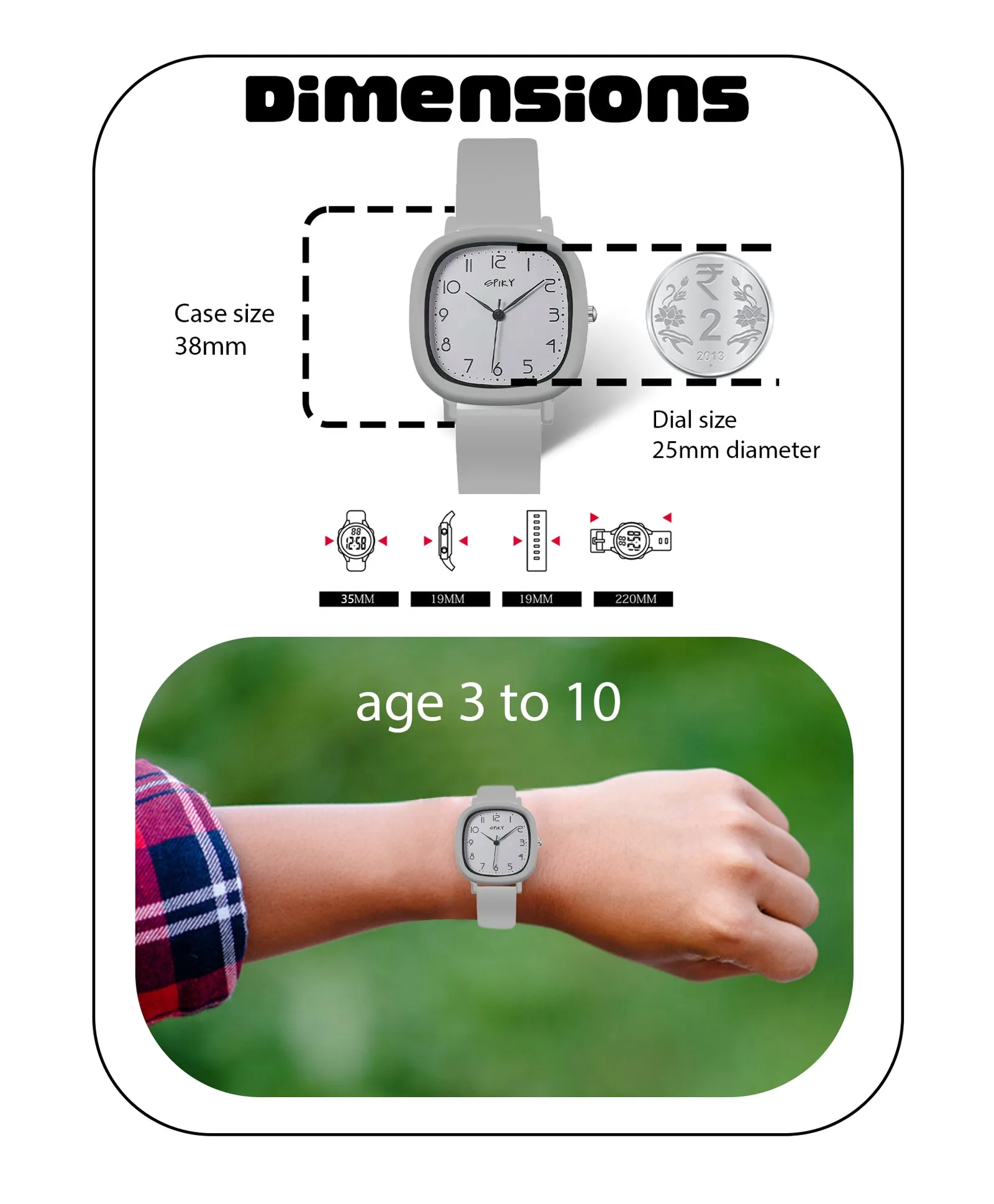 Spiky Eva19 Square Analog Watch for Kids - Pink