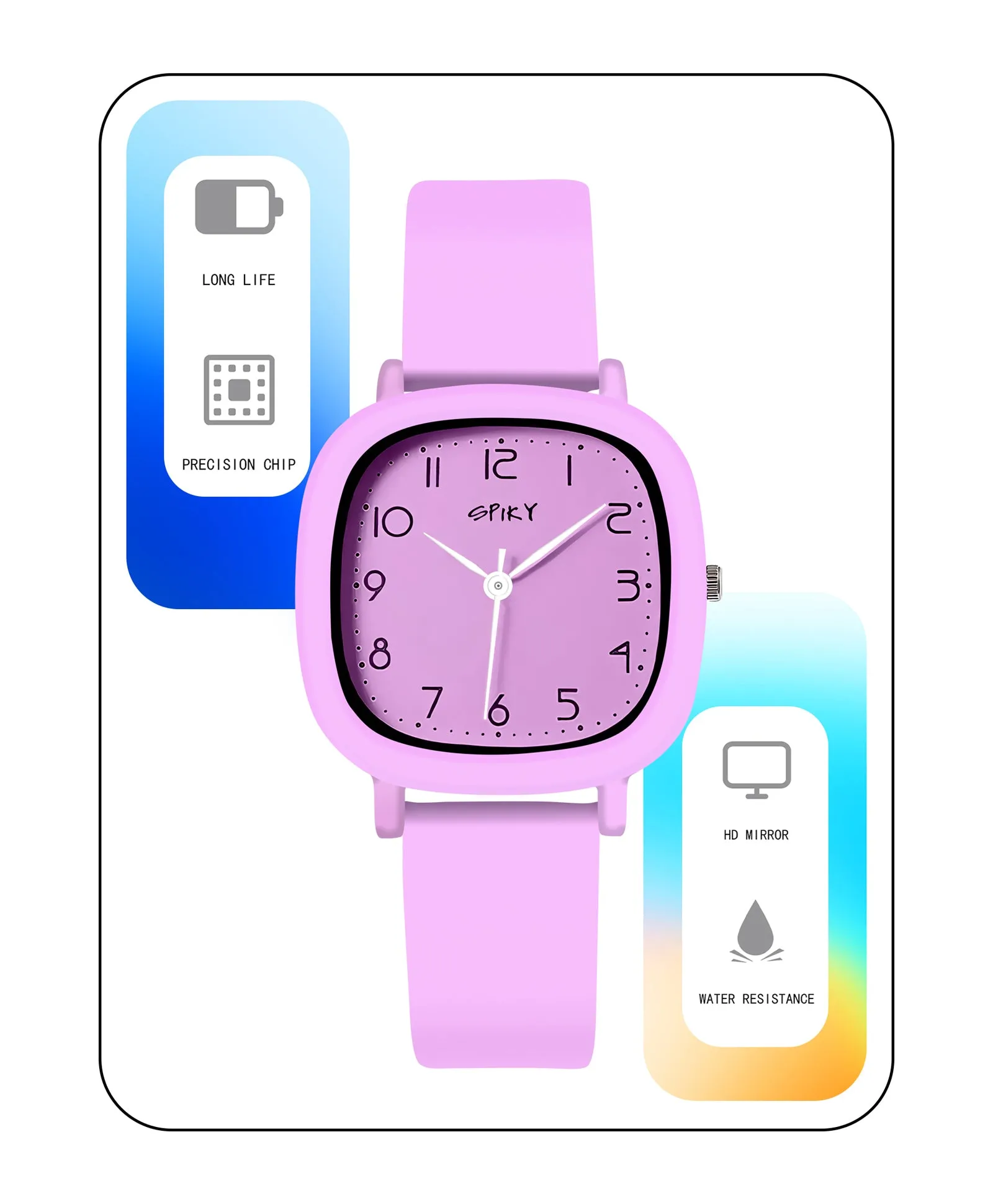 Spiky Eva19 Square Analog Watch for Kids - Pink
