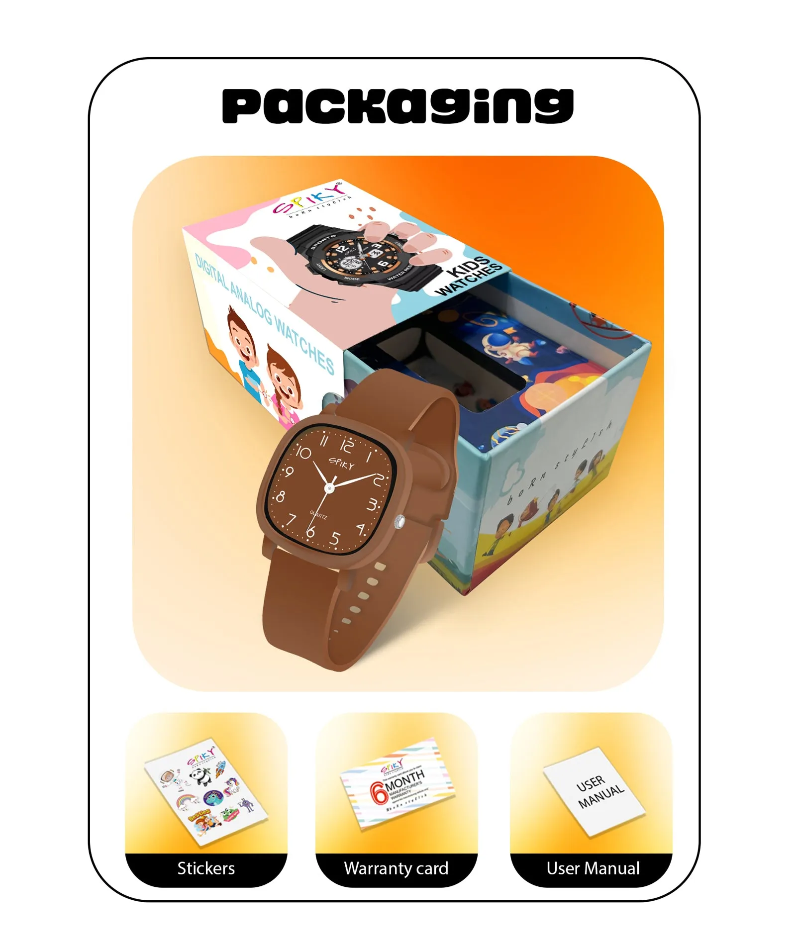 Spiky Eva19 Square Analog Watch for Kids - Pink