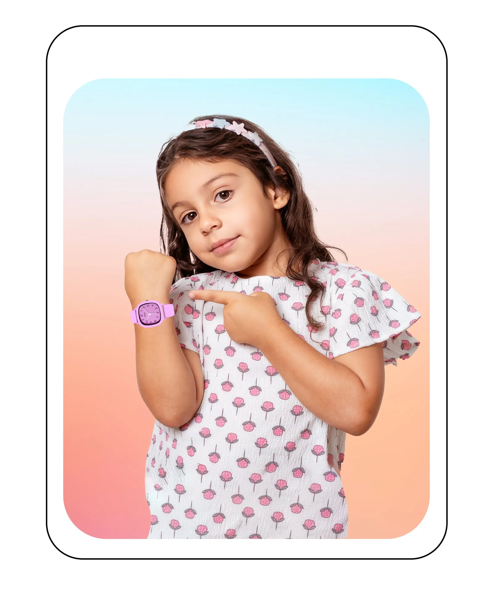 Spiky Eva19 Square Analog Watch for Kids - Pink
