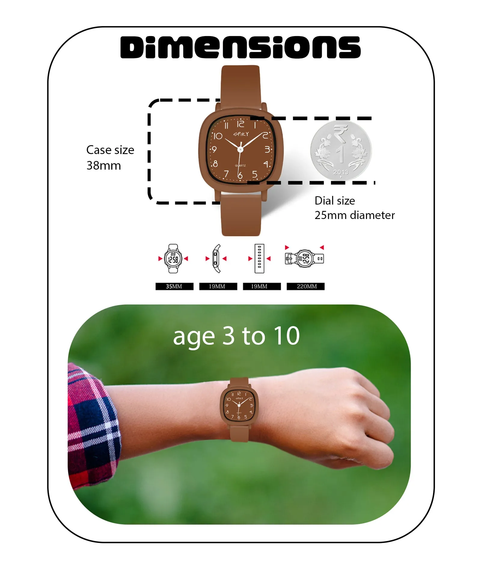 Spiky Eva19 Square Analog Watch for Kids - Pink