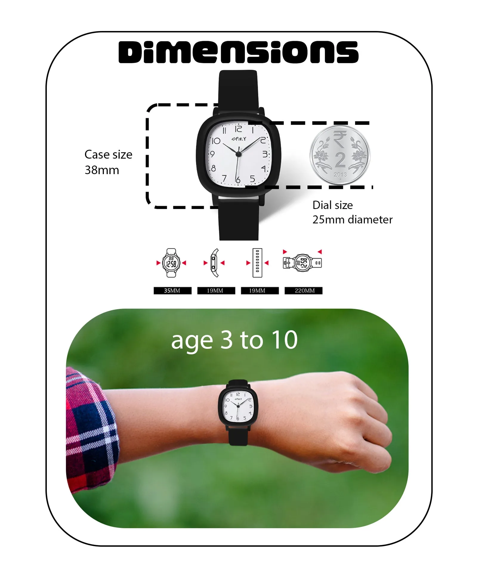 Spiky Eva19 Square Analog Watch for Kids - Pink