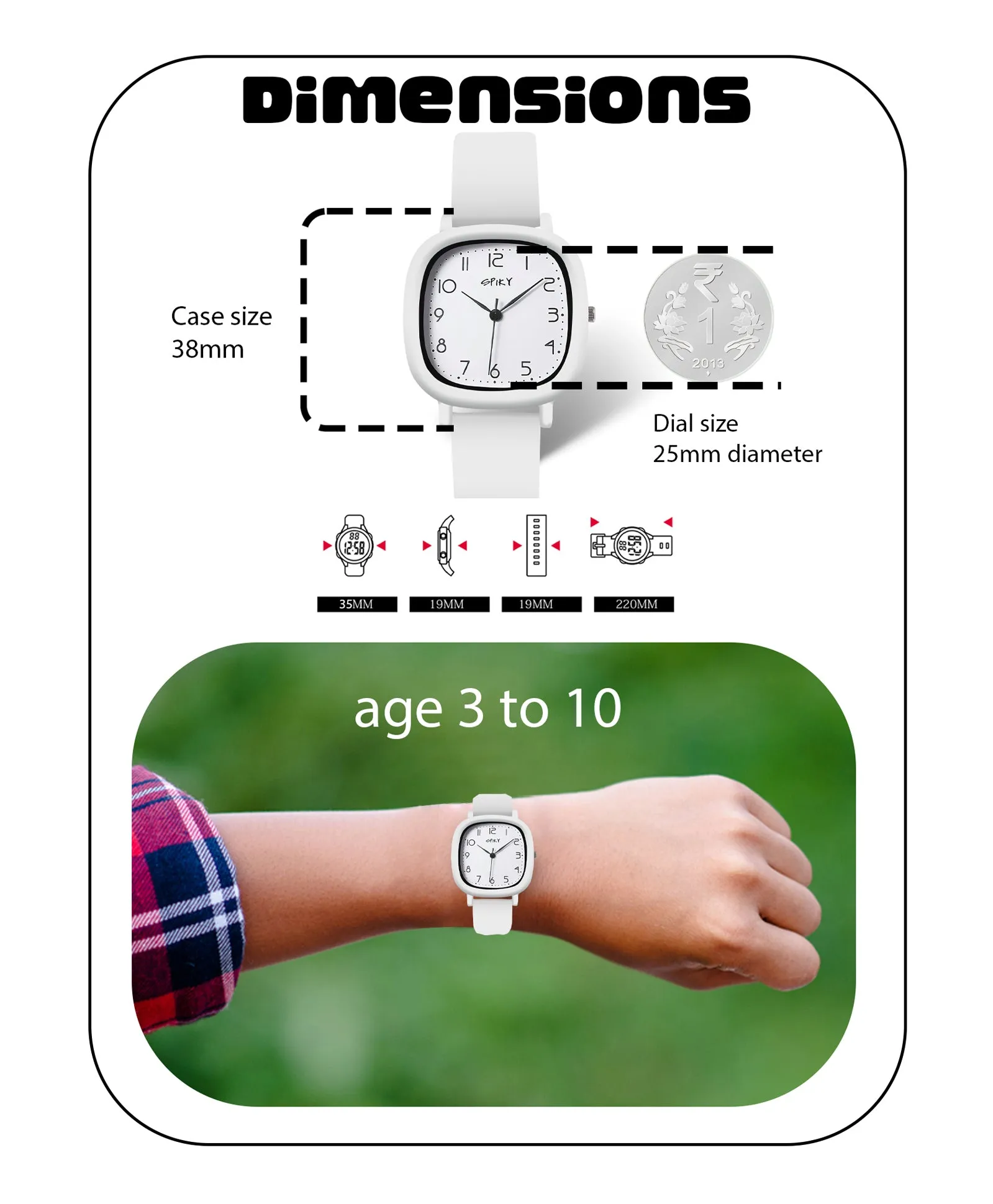 Spiky Eva19 Square Analog Watch for Kids - Pink