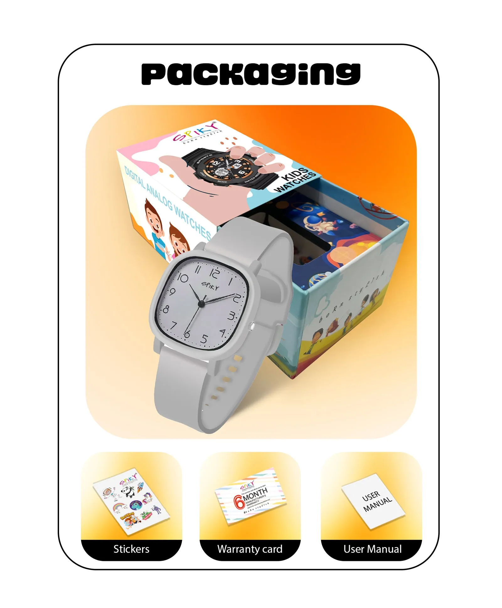 Spiky Eva19 Square Analog Watch for Kids - Pink