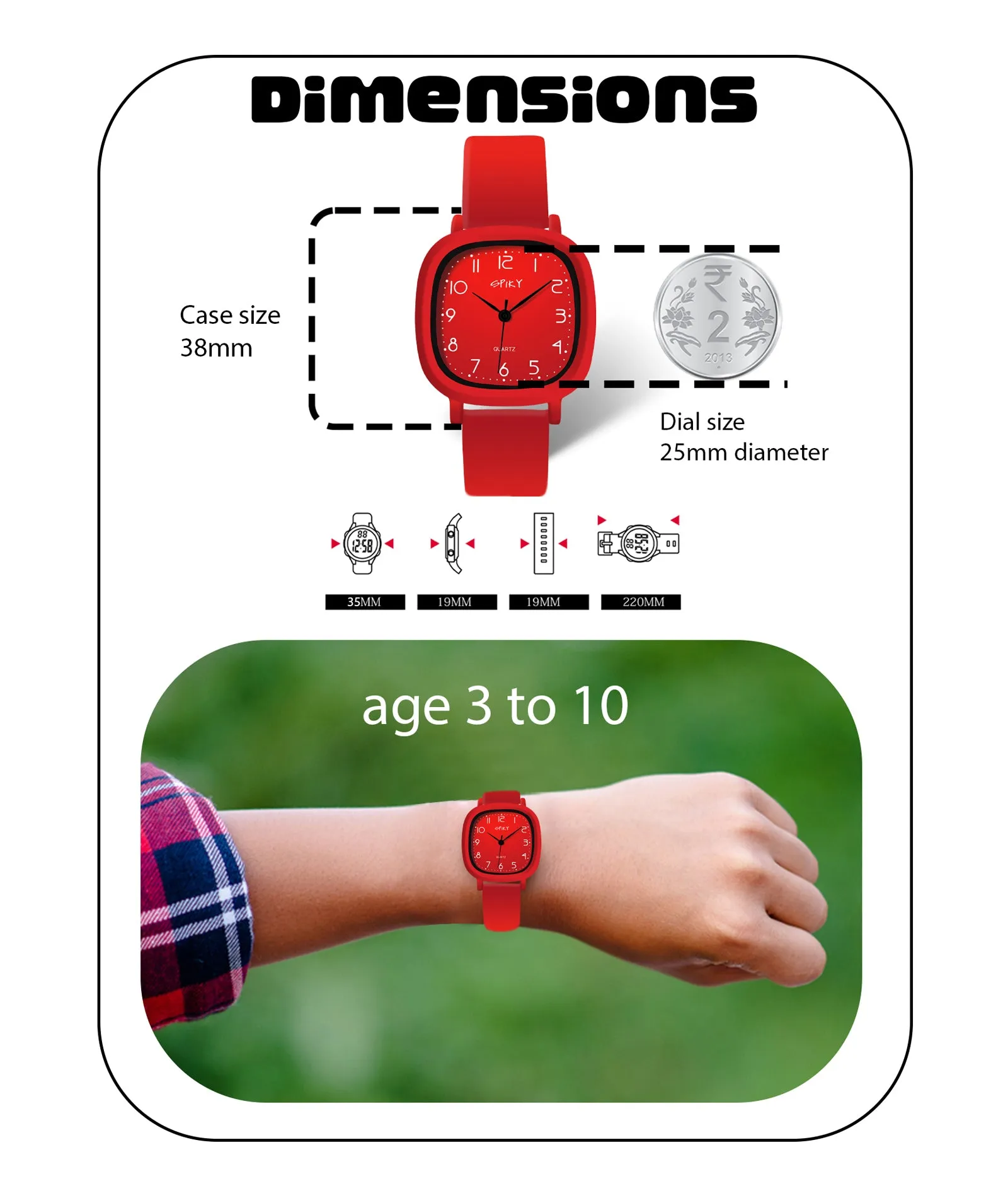 Spiky Eva19 Square Analog Watch for Kids - Pink