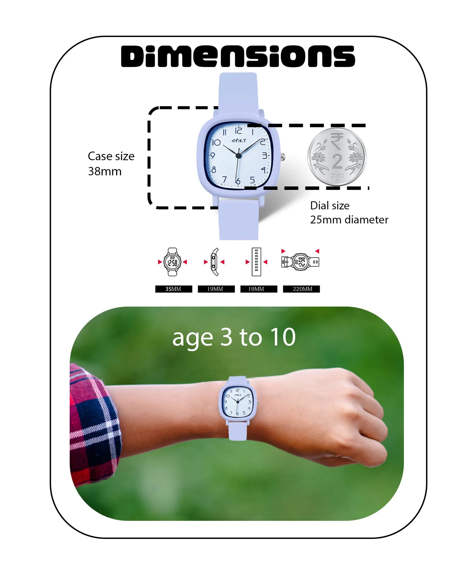 Spiky Eva19 Square Analog Watch for Kids - Pink