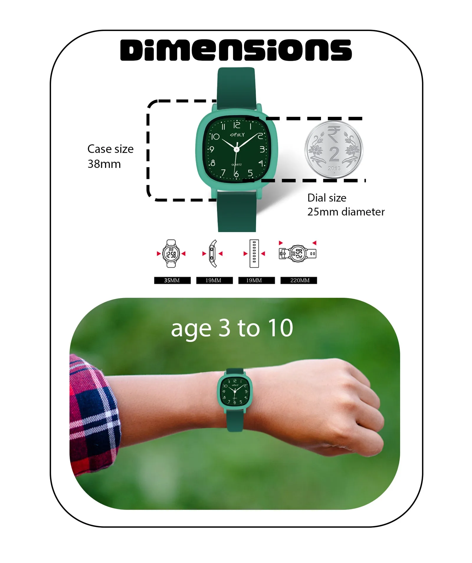 Spiky Eva19 Square Analog Watch for Kids - Pink