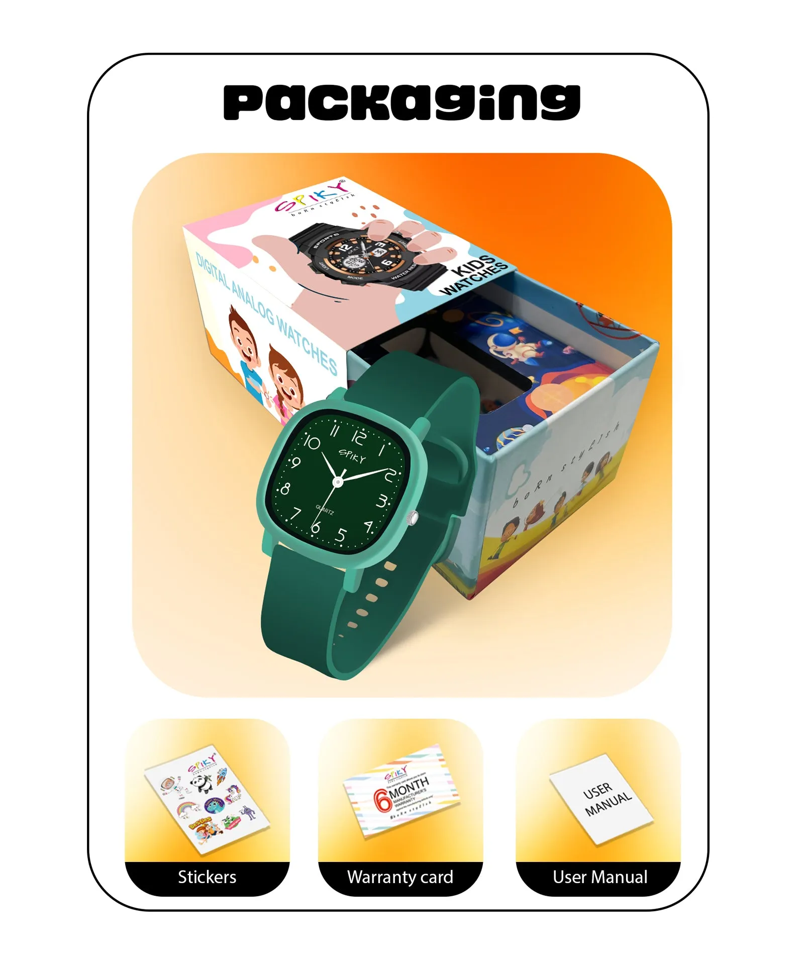 Spiky Eva19 Square Analog Watch for Kids - Pink