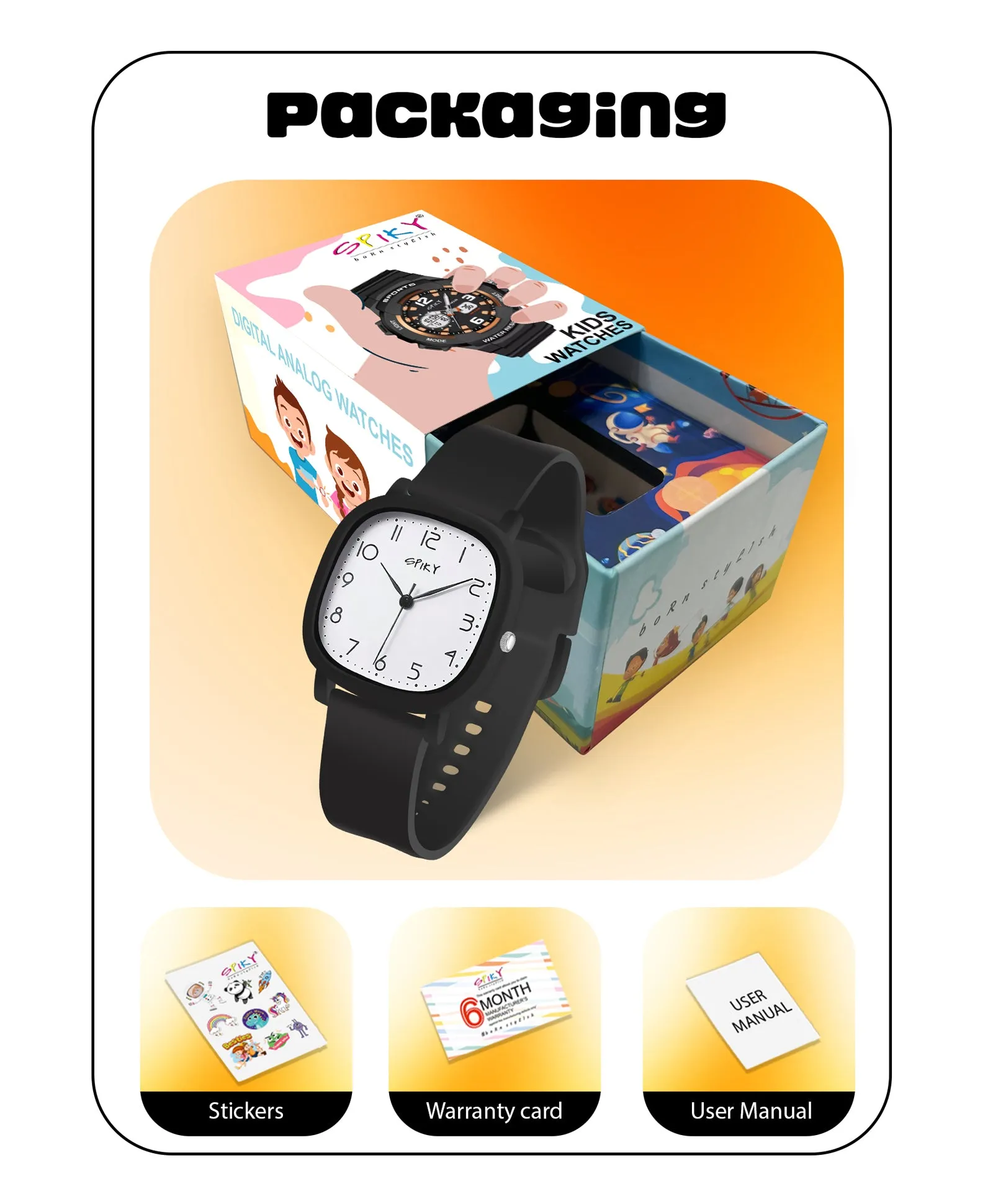 Spiky Eva19 Square Analog Watch for Kids - Pink