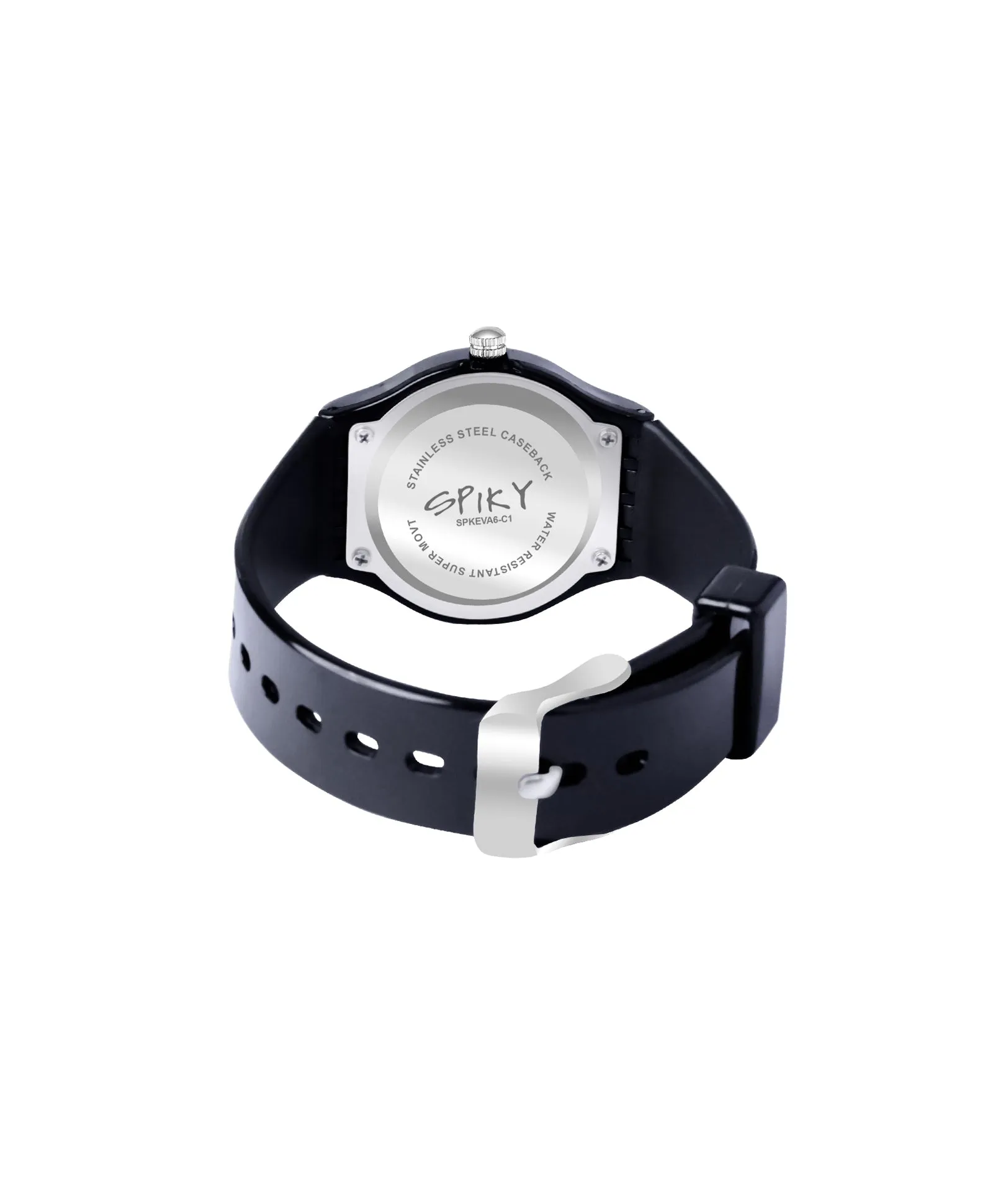 Spiky Round Analogue Kids Watch - Black