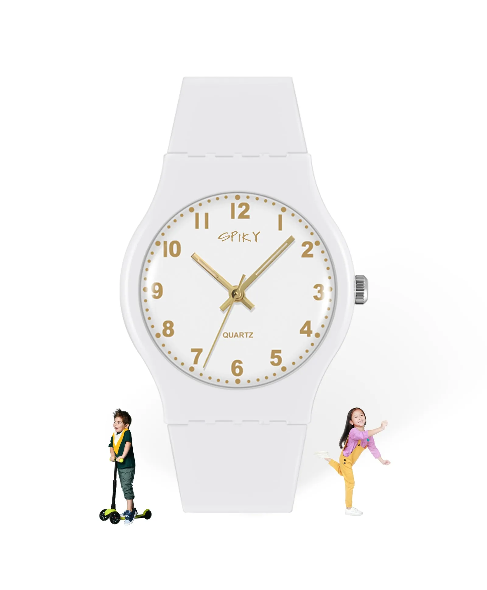 Spiky Round Analogue Kids Watch - Black