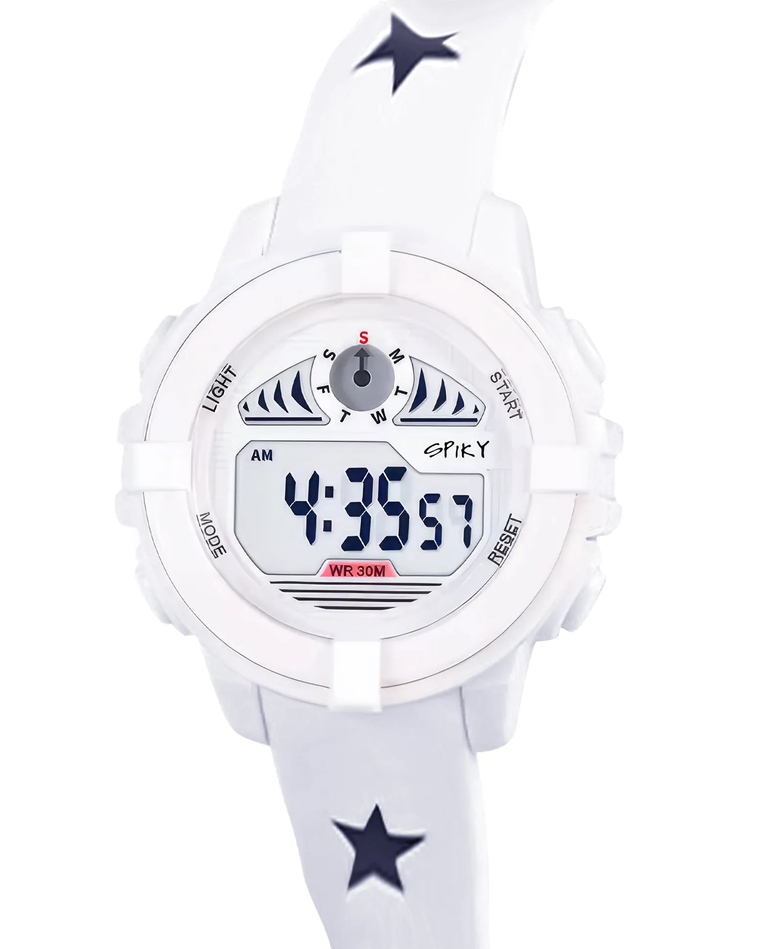Spiky Round Digital Sports Watch - Black