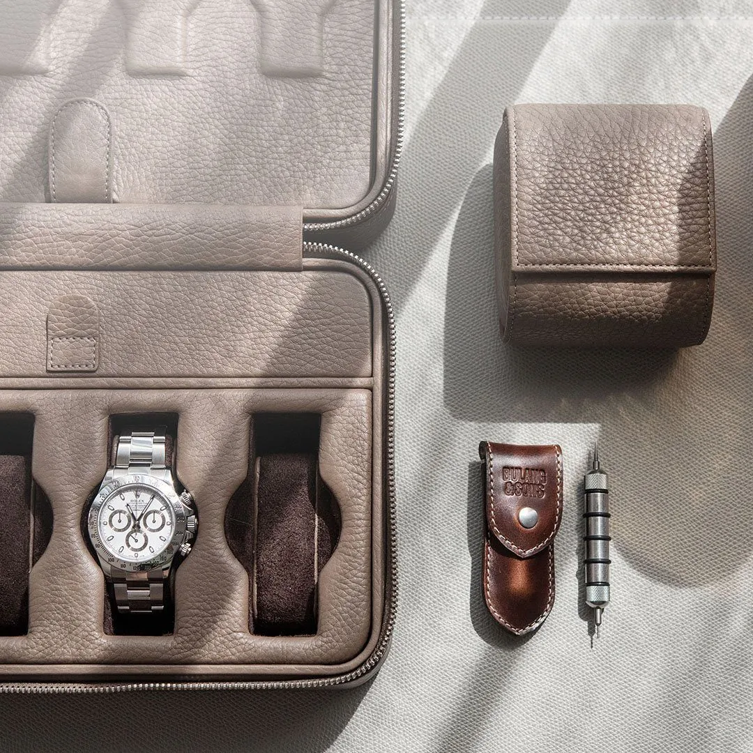 Taupe Luxury Leather Watch Box by JPM