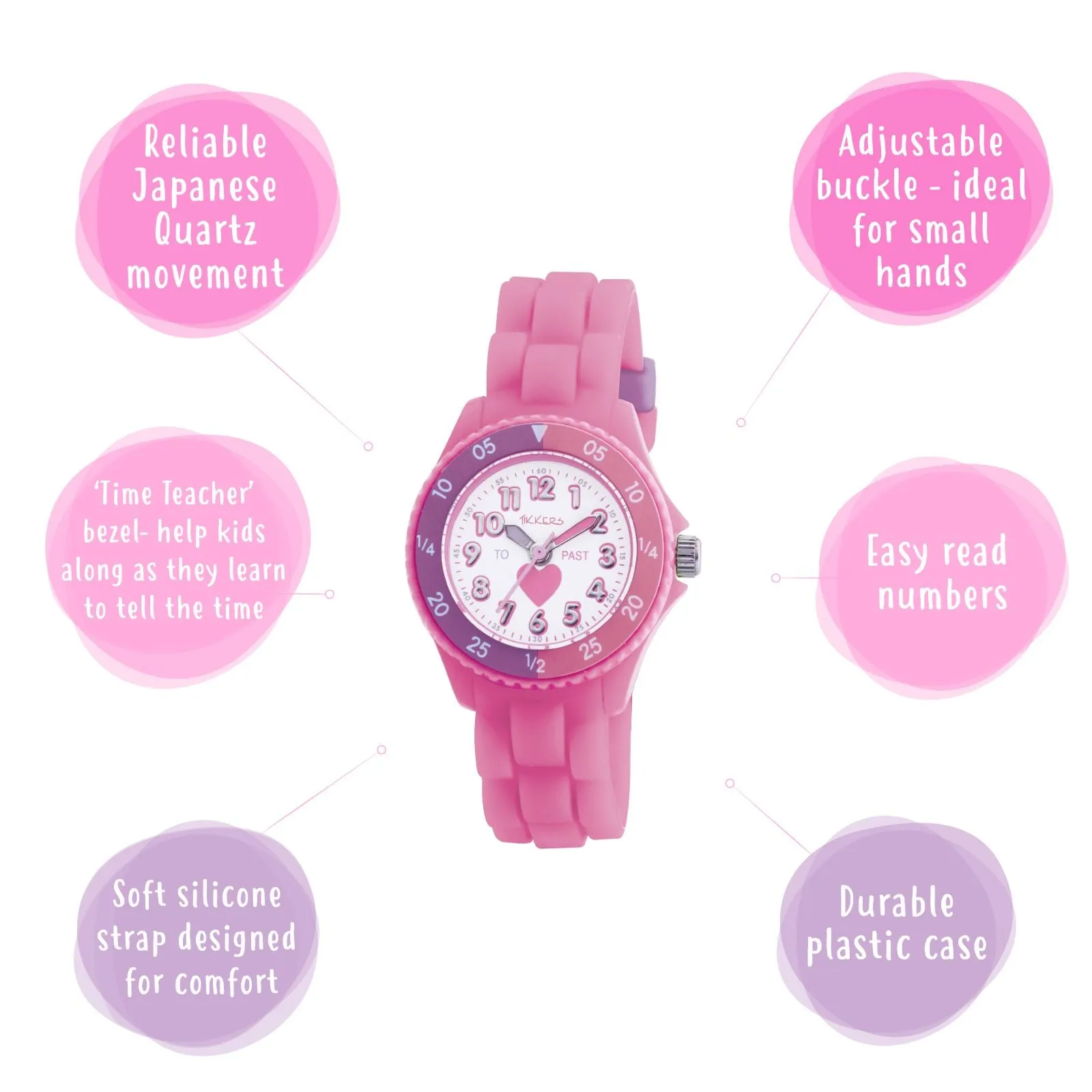 Tikkers Time Teacher Pink Heart Watch TK0003