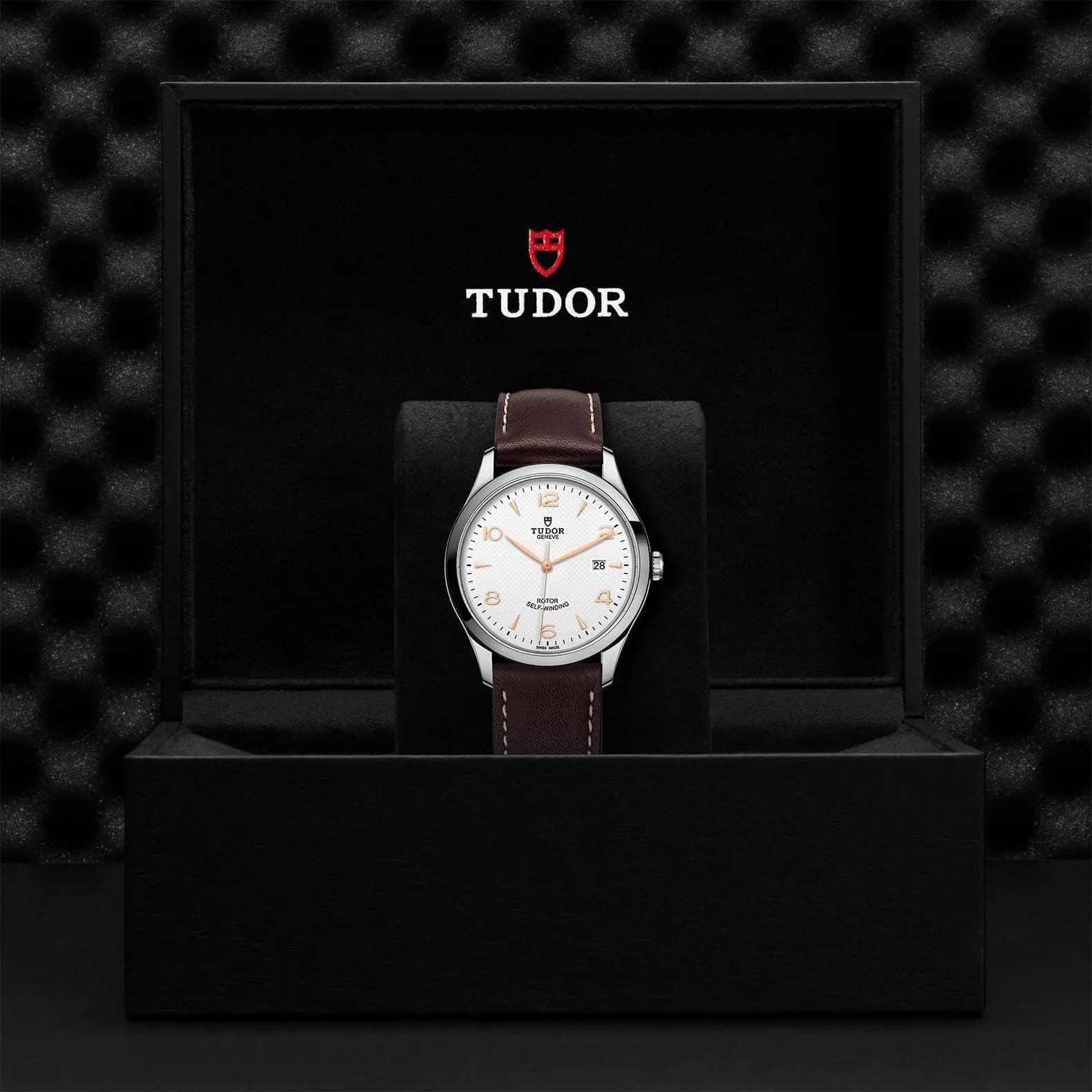 TUDOR 1926 41mm Steel White Dial Leather Strap Watch- M91650-0012