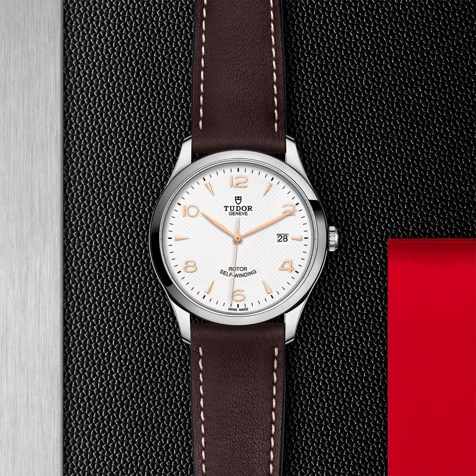 TUDOR 1926 41mm Steel White Dial Leather Strap Watch- M91650-0012