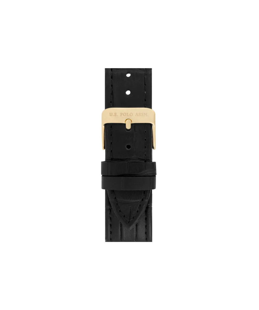 US POLO MEN JEREMY BLACK CROCO LEATHER STRAP