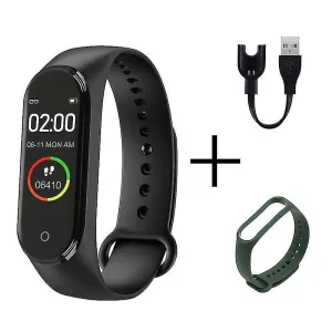 Watches women men screen waterproof running pedometer counter watch black green