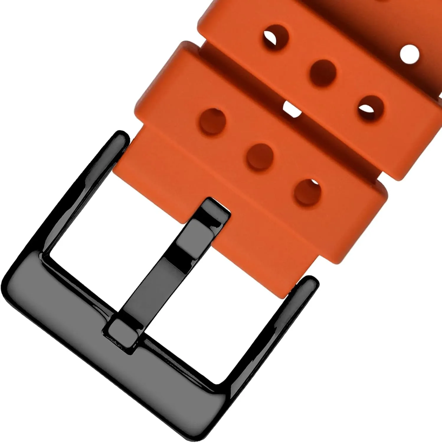 WOCCI 26mm Ventilated Watch Band for Men, FKM Rubber, Black Buckle (Pumpkin Orange)