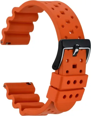 WOCCI 26mm Ventilated Watch Band for Men, FKM Rubber, Black Buckle (Pumpkin Orange)