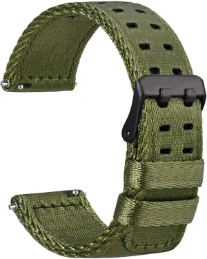 WOCCI Double Holes Nylon Watch Bands, Silky Nylon Straps, Quick Release, Compatible Watch Lug Width 18mm 20mm 22mm