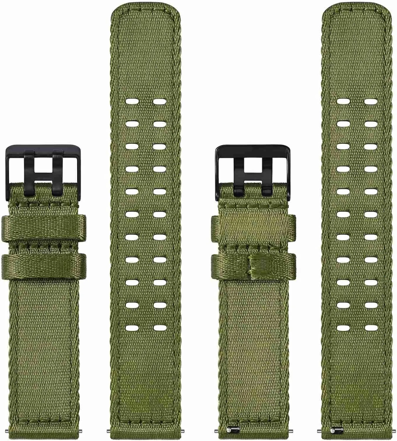 WOCCI Double Holes Nylon Watch Bands, Silky Nylon Straps, Quick Release, Compatible Watch Lug Width 18mm 20mm 22mm