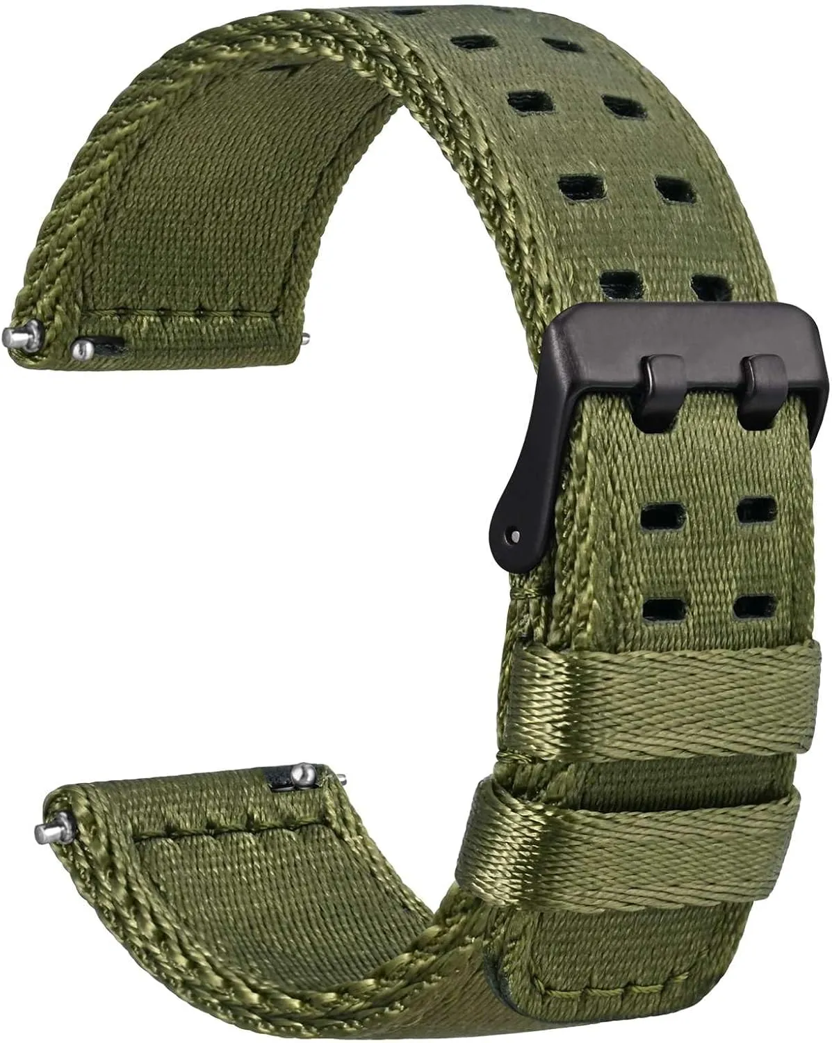WOCCI Double Holes Nylon Watch Bands, Silky Nylon Straps, Quick Release, Compatible Watch Lug Width 18mm 20mm 22mm