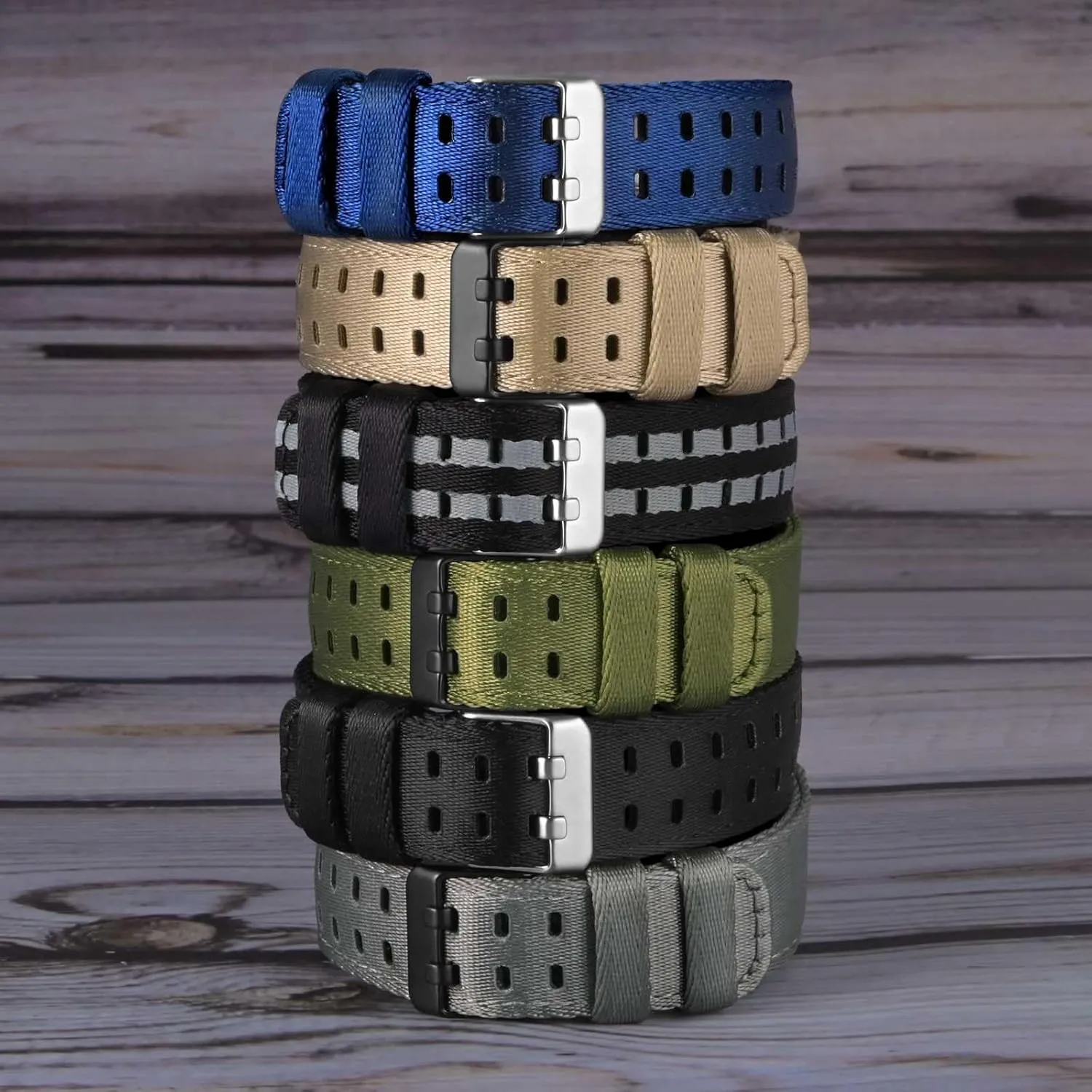 WOCCI Double Holes Nylon Watch Bands, Silky Nylon Straps, Quick Release, Compatible Watch Lug Width 18mm 20mm 22mm
