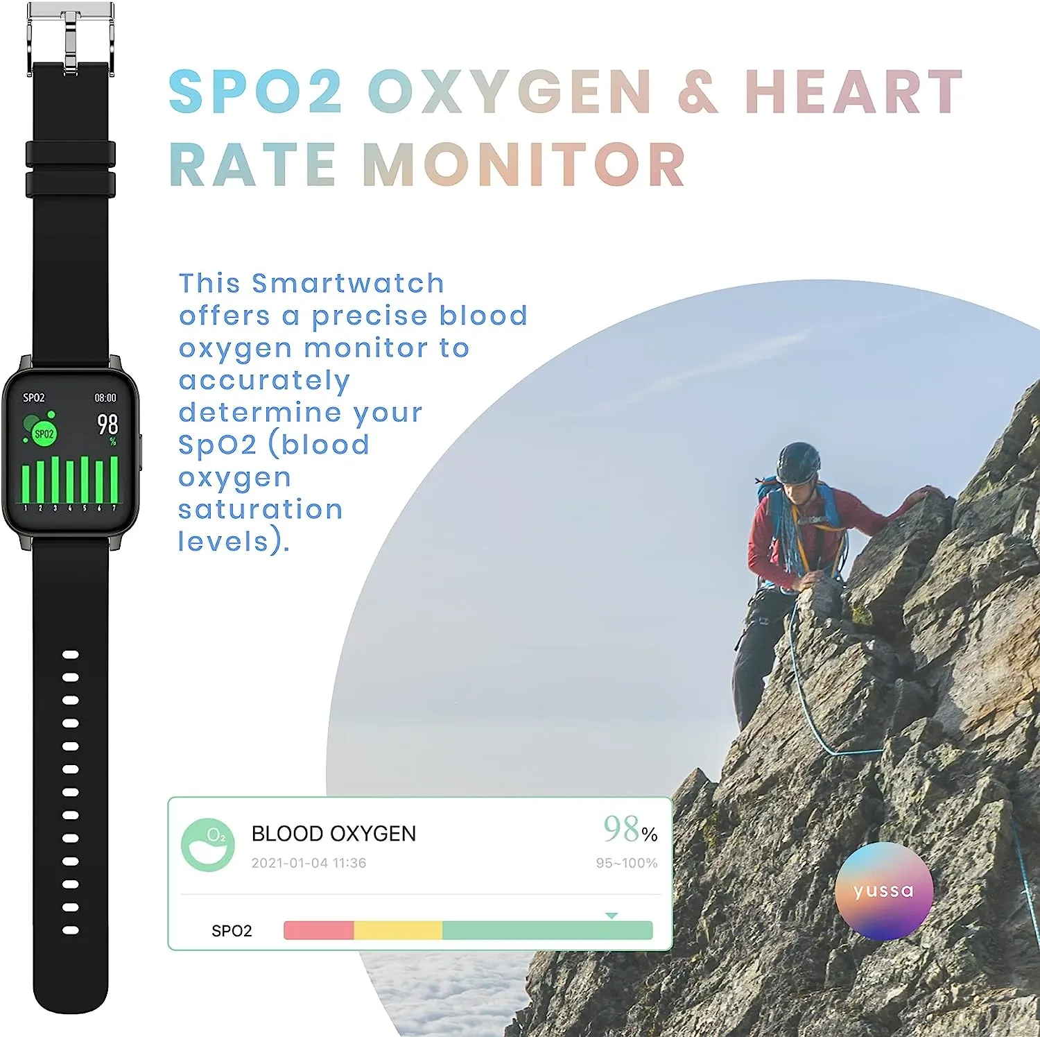 yussa Smartwatch | Latest Generation | Blood Pressure Monitor for Women and Men